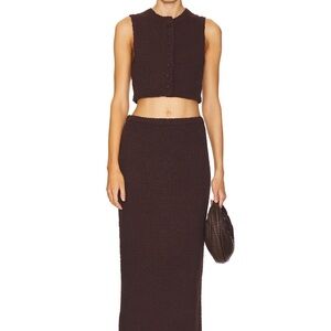 Lovers + Friends Brown Textured Maxi Pencil Skirt